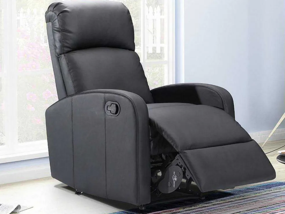 Relaxfauteuil Van Kunstleer Isao - Zwart