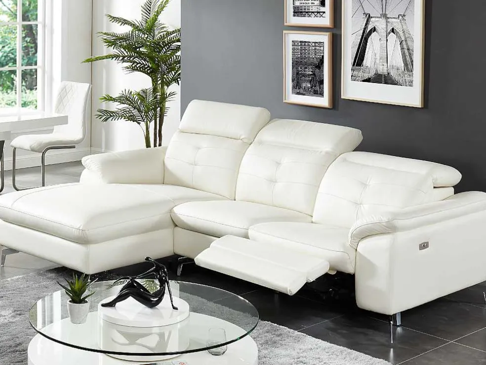Relax Hoekbank Elektrisch Van Buffelleer Lismore - Wit - Hoek Links