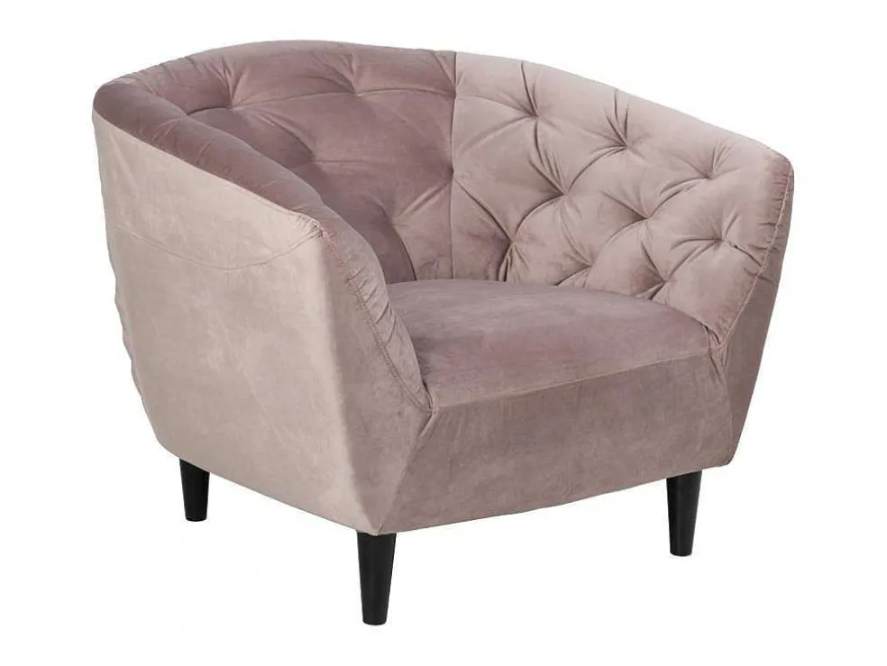 Rian Fauteuil In Dusty Rose Met Zwarte Poten.