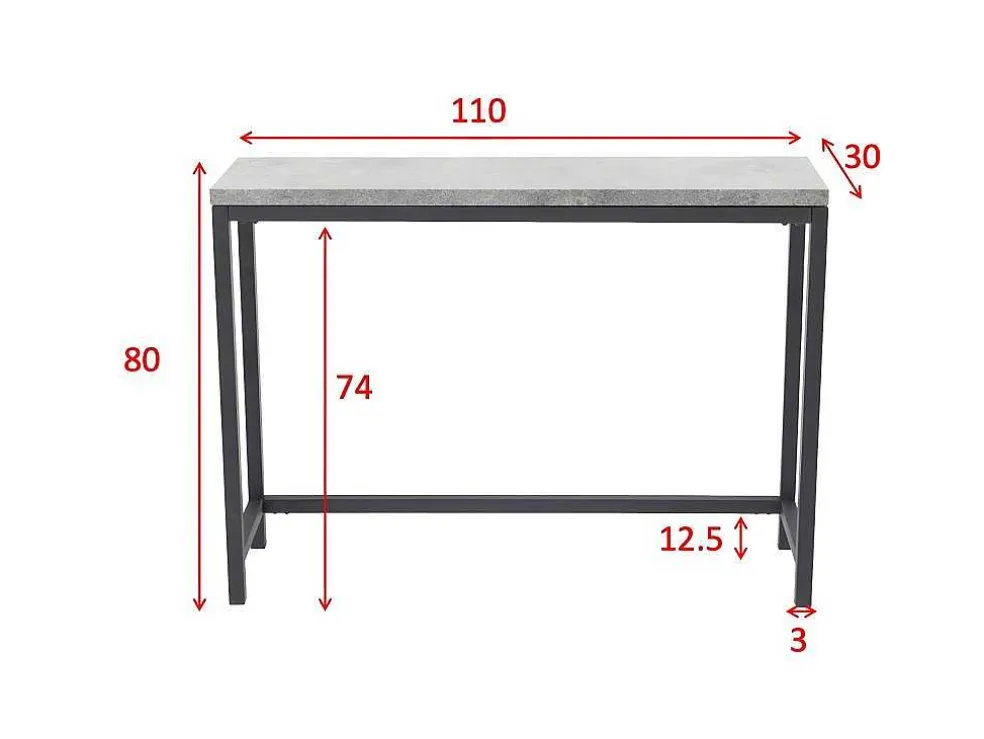 Rise Sidetable 30X110 Cm Beton Decor, Zwart.