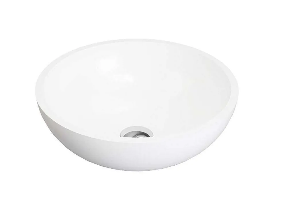 Ronde Wastafel Van Solid Surface - 40 Cm - Wit - Imja
