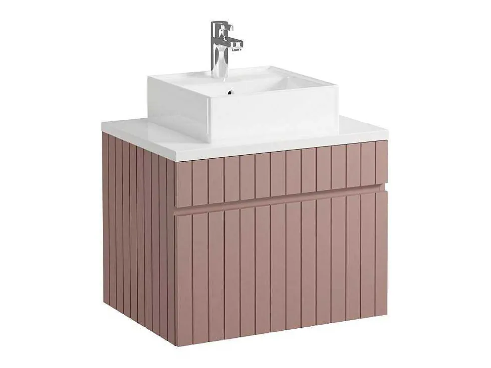 Roze Gestreept Hangmeubel Voor Badkamer Met Wastafel Om Erop Te Plaatsen - 60 Cm - Satara