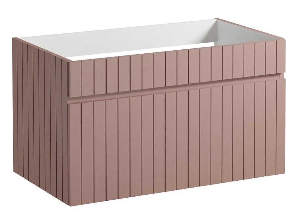 Roze Gestreept Hangmeubel Voor Badkamer Met Inbouwwastafel - 80 Cm - Satara