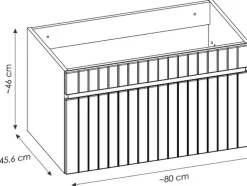 Roze Gestreept Hangmeubel Voor Badkamer Met Inbouwwastafel - 80 Cm - Satara
