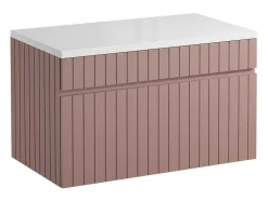 Roze Gestreept Hangmeubel Voor Badkamer Met Wastafel Om Erop Te Plaatsen - 80 Cm - Satara
