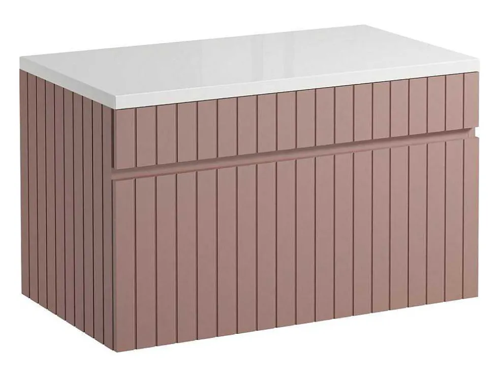 Roze Gestreept Hangmeubel Voor Badkamer Met Wastafel Om Erop Te Plaatsen - 80 Cm - Satara