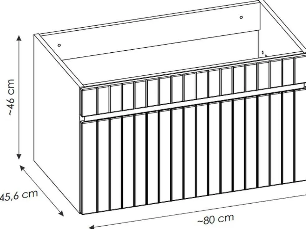 Roze Hangmeubel Met Strepen Voor Onder Wastafel Met Plank - 80 Cm - Satara