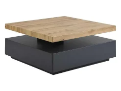 Salontafel Kyria - 1 Lade & Draaiblad - Mdf - Kleur: Antraciet & Eik