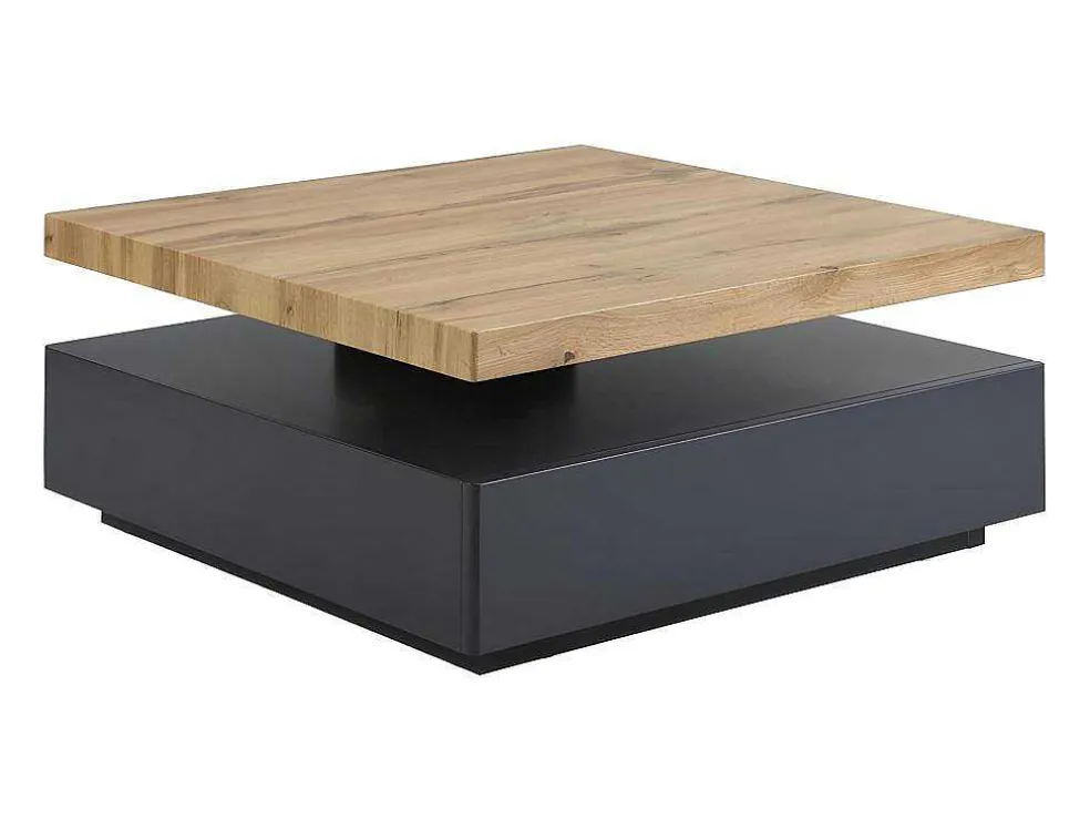 Salontafel Kyria - 1 Lade & Draaiblad - Mdf - Kleur: Antraciet & Eik