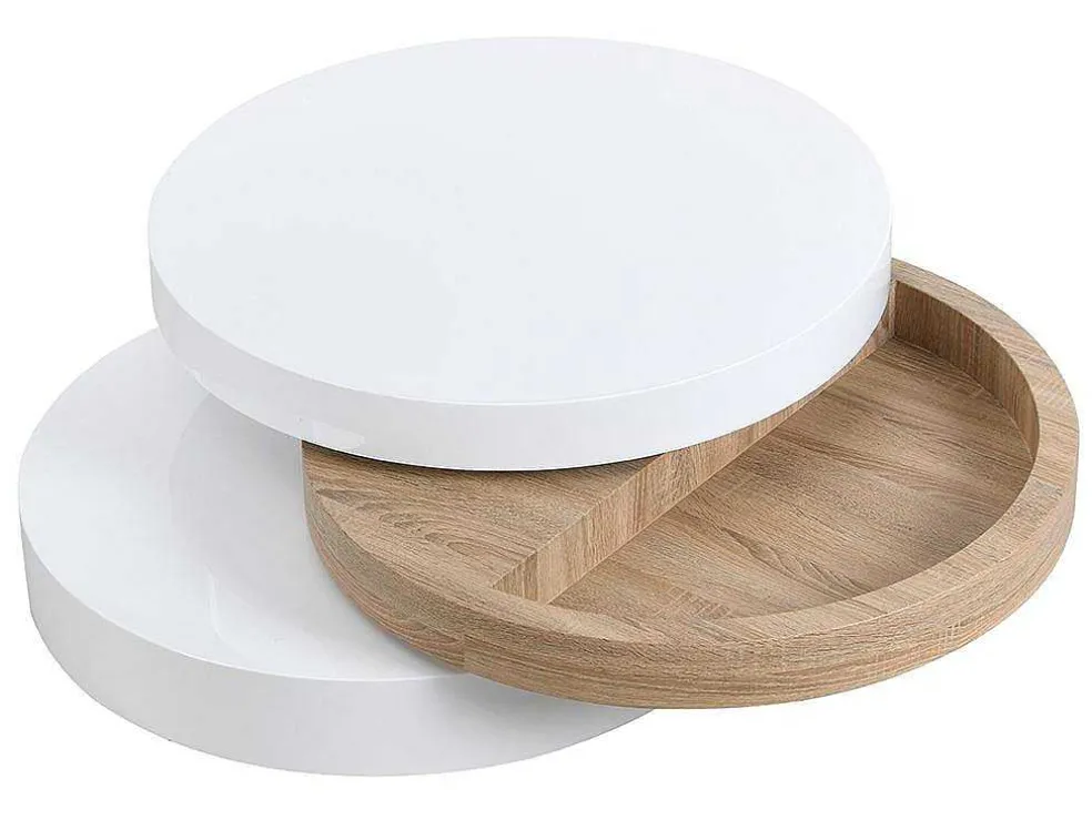 Salontafel Met Draaiblad Janita - Mdf - Eik En Wit