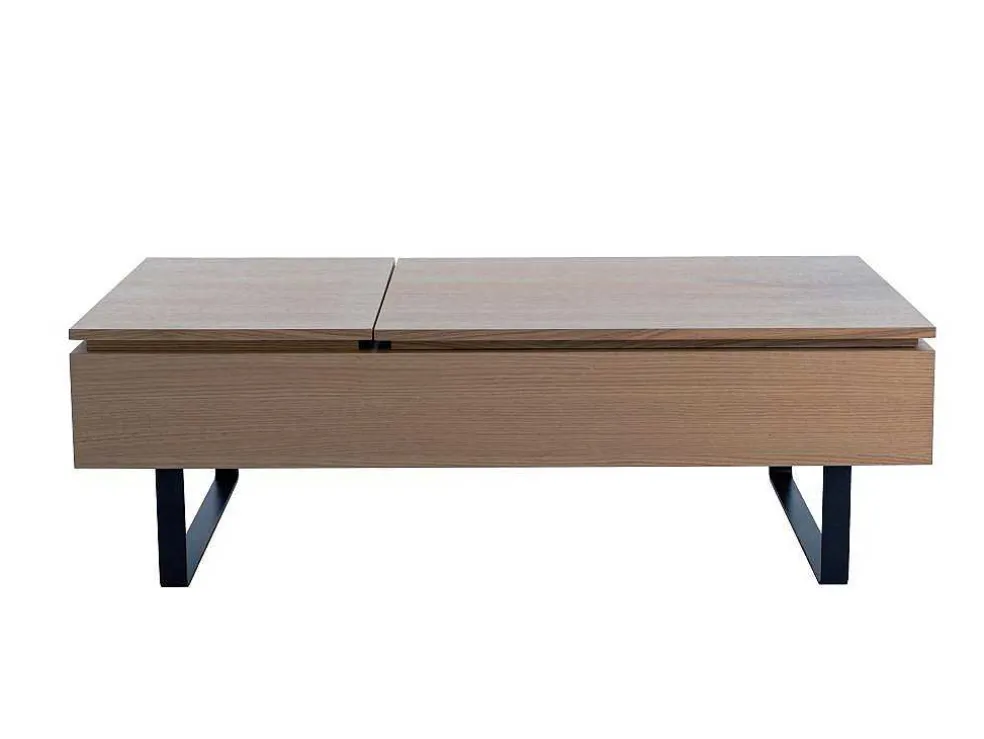 Salontafel Met Verstelbaar Blad En 1 Lade Van Mdf En Metaal - Donker Natuurlijk - Dalaho