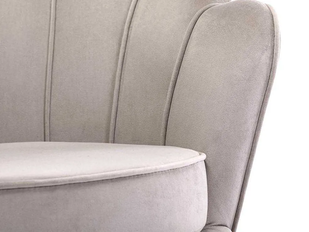 Schelpvormige Fauteuil Van Taupegrijs Velours Dandelion - Van Pascal Morabito