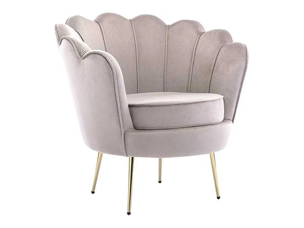 Schelpvormige Fauteuil Van Taupegrijs Velours Dandelion - Van Pascal Morabito
