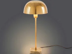 Schemerlamp Champignon Met Art-Decostijl Amanite - Marmer En Ijzer - 24,5 X 24,5 X 52 Cm - Goudkleurig