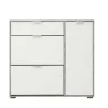 Schoenenkast Arietta - 2 Vlakken, 1 Deur En 1 Lade - Kleur: Wit & Beton