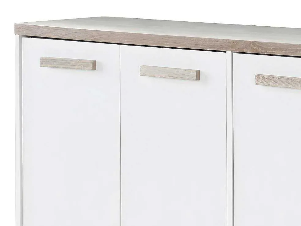 Schoenenkast Met 3 Deuren En 3 Opbergvakken Wit En Houtlook Skaido