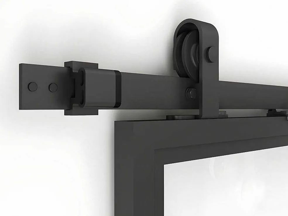Schuifdeur Sinca - H205Cm X B73Cm - Helder Gehard Glas En Aluminium