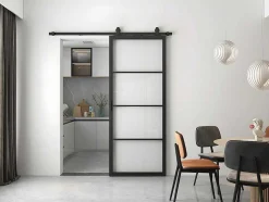 Schuifdeur Sinca - H205 X B83 Cm - Gehard Glas En Aluminium