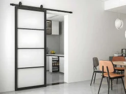 Schuifdeur Sinca - H205 X B83 Cm - Gehard Glas En Aluminium