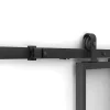 Schuifdeur Werkplaatsstijl Met Rails - Zwart En Mat Gehard Glas - H205 Cm X B83 Cm - Artisto Ii