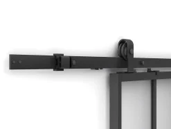 Schuifdeur Werkplaatsstijl Met Rails - Zwart En Mat Gehard Glas - H205 Cm X L63 Cm - Artisto Ii