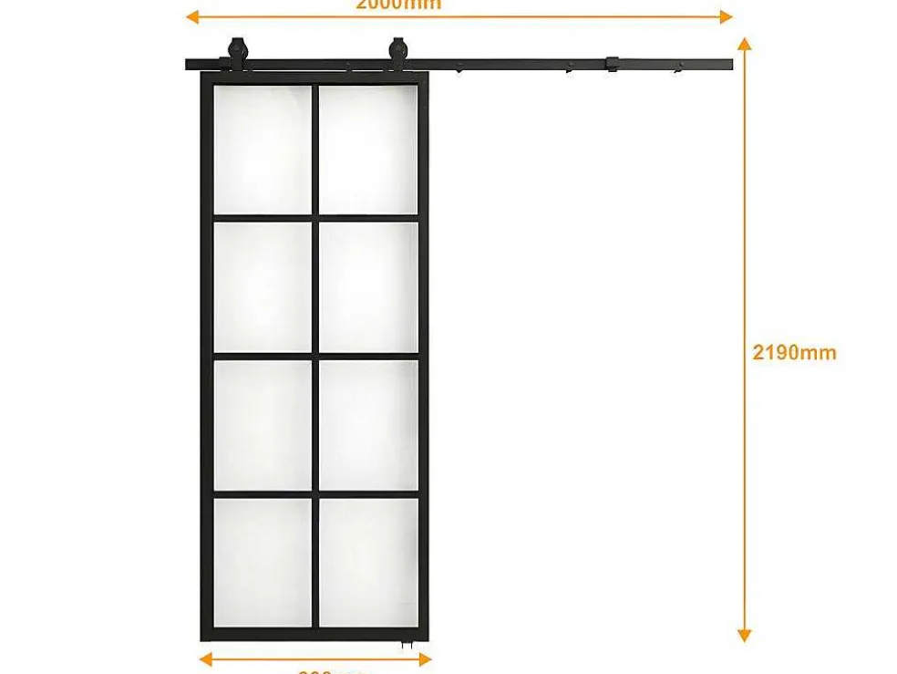 Schuifdeur Wilden - H205 X L83 Cm - Aluminium En Gehard Glas