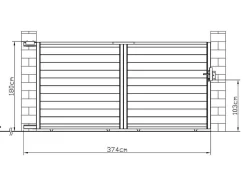 Schuifpoort Van Antraciet Opengewerkt Aluminium - L374 X 180 Cm - Nazario