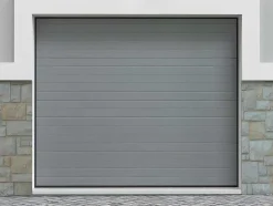 Sectionale Garagedeur Grijs Gegroefd Effect Met Somfy Motor - Noria