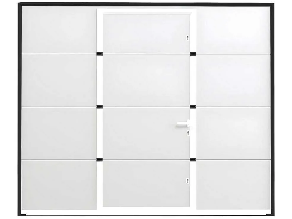 Sectionale Garagedeur Met Glad Effect Met Centrale Witte Loopdeur En Somfy Motor - Lavega