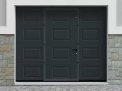 Sectionale Garagedeur Met Somfy Motor Met Centrale Loopdeur Antraciet - Caopas