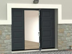 Sectionale Garagedeur Met Somfy Motor Met Centrale Antraciet Loopdeur - Caopas