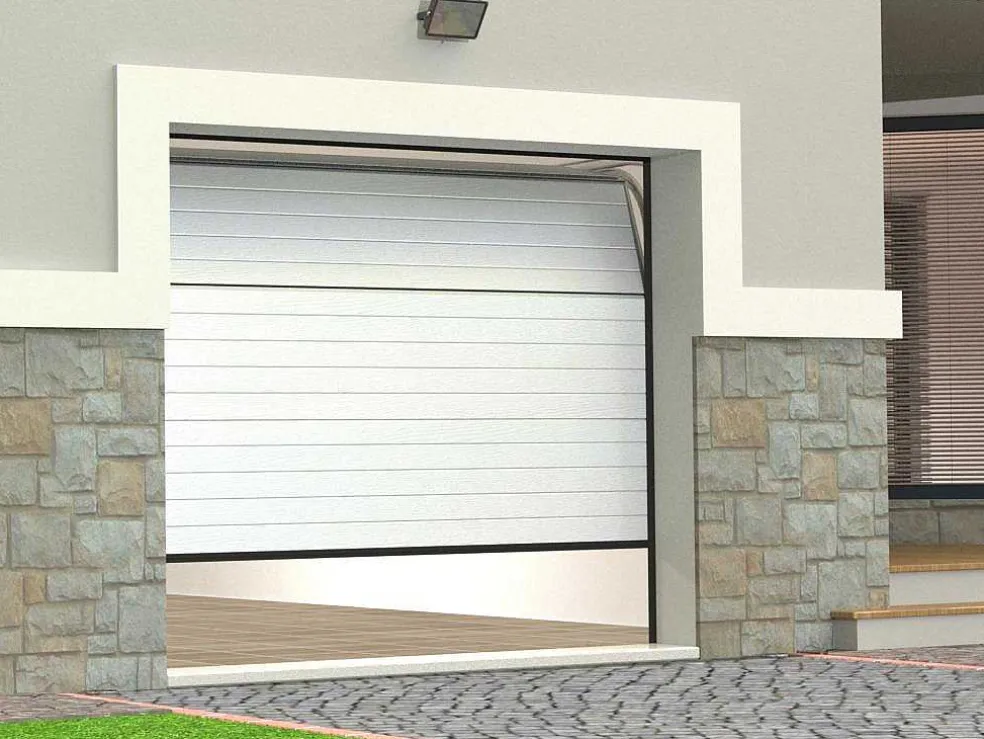 Sectionale Garagedeur Met Wit Groefeffect En Somfy Motor - Noria