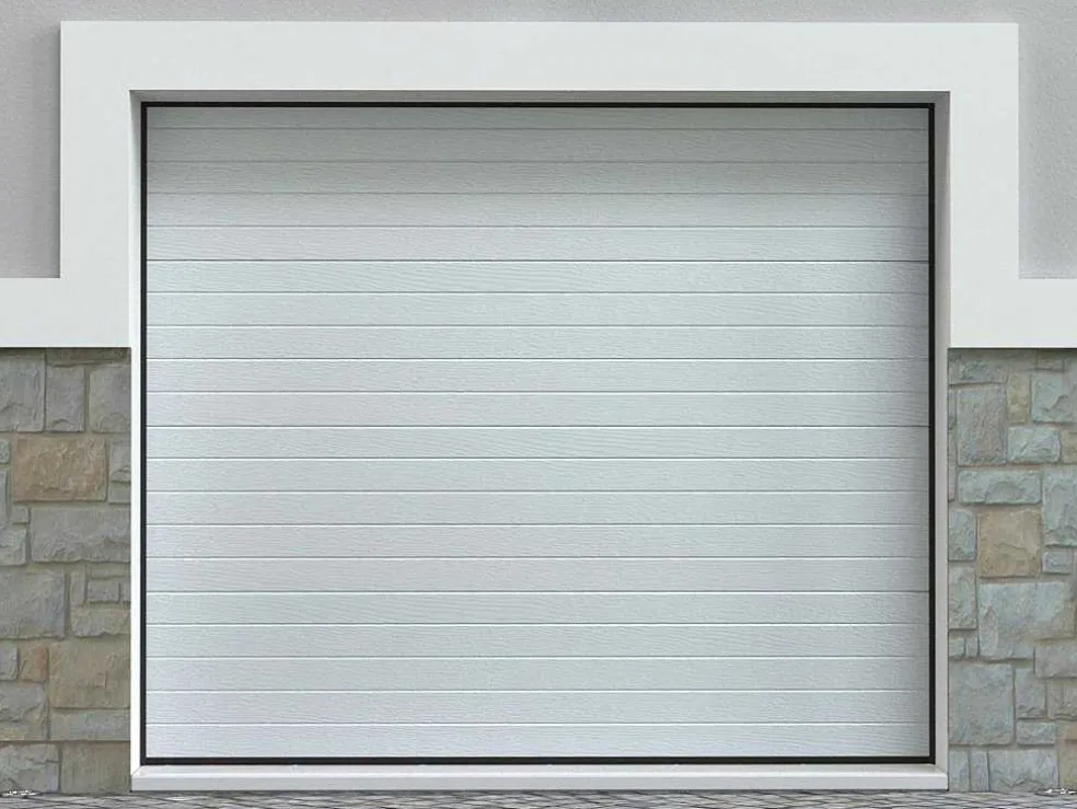 Sectionale Garagedeur Met Wit Groefeffect En Somfy Motor - Noria