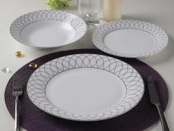 Servies 18 Stuks Van Porselein - Wit En Goud - Serisia