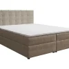 Set Bed Met Hoofdbord Met Capitons + Bedbodem Met Opbergruimte + Matras+ Dekmatras- 180 X 200 Cm - Stof - Taupegrijs - Kida Van Ysmee