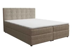 Set Bed Met Hoofdbord Met Capitons + Bedbodem Met Opbergruimte + Matras+ Dekmatras- 180 X 200 Cm - Stof - Taupegrijs - Kida Van Ysmee