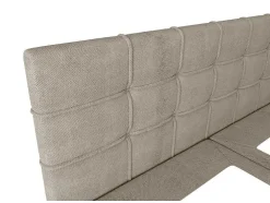 Set Bed Met Hoofdbord Met Capitons + Bedbodem Met Opbergruimte + Matras+ Dekmatras- 180 X 200 Cm - Stof - Taupegrijs - Kida Van Ysmee