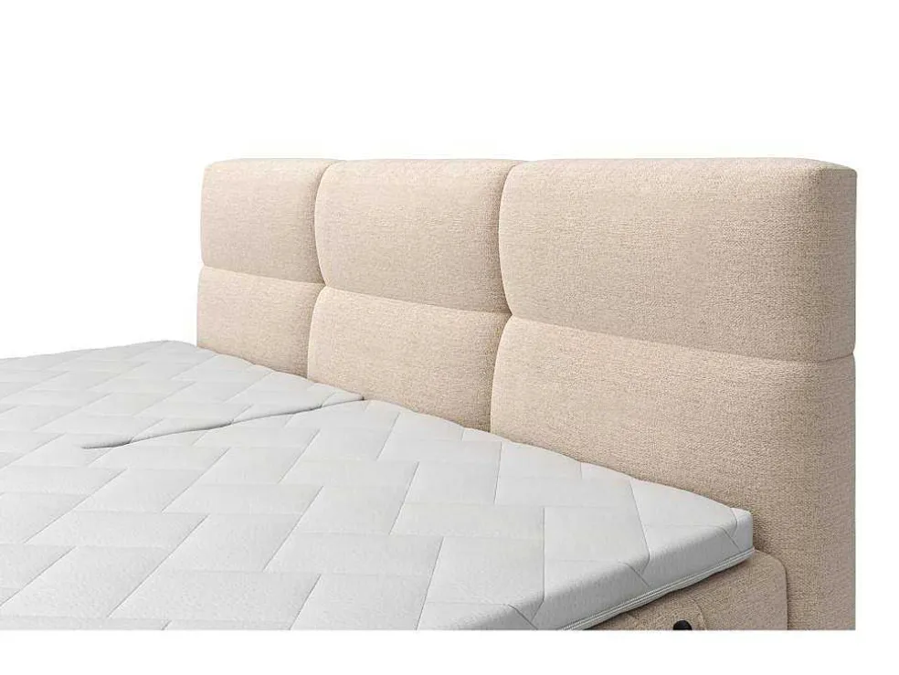 Set Boxspringbed Met Hoofdbord Met Capitons + Elektrische Relaxbedbodems + Matras + Dekmatras - 2 X 80 X 200 Cm - Beige - Lodi Van Palacio