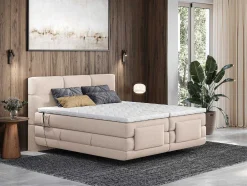 Set Boxspringbed Met Hoofdbord Met Capitons + Elektrische Relaxbedbodems + Matras + Dekmatras - 2 X 80 X 200 Cm - Beige - Lodi Van Palacio