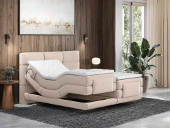 Set Boxspringbed Met Hoofdbord Met Capitons + Elektrische Relaxbedbodems + Matras + Dekmatras - 2 X 80 X 200 Cm - Beige - Lodi Van Palacio