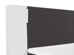 Set Boxspring En Matras Met Hoofdeinde Met Leds + Lattenbodem + Matras + Dekmatras Asti Van Ysmee - 160 X 200 Cm - Kunstleer - Wit En Grijs