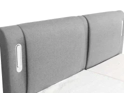 Set Boxspring + Hoofdbord Met Ledlampjes + Elektrische Relaxbedbodems + Matras + Topmatras - 2 X 90 X 200 Cm - Grijze Stof - Astemi Van Palacio