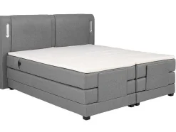 Set Boxspring + Hoofdbord Met Ledlampjes + Elektrische Relaxbedbodems + Matras + Topmatras - 2 X 90 X 200 Cm - Grijze Stof - Astemi Van Palacio