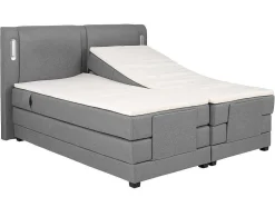 Set Boxspring + Hoofdbord Met Ledlampjes + Elektrische Relaxbedbodems + Matras + Topmatras - 2 X 90 X 200 Cm - Grijze Stof - Astemi Van Palacio