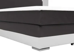 Set Boxspring Hoofdbord Met Led-Verlichting + Bedbodems + Matras + Topmatras Asti Van Ysmee - 180 X 200 Cm - Kunstleer - Wit En Grijs