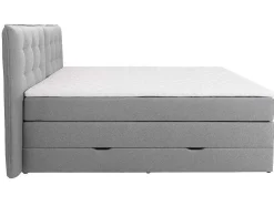 Set Boxspring Met Hoofdbord + Bedbodems Met Opbergruimte + Matras + Dekmatras - 160 X 200 Cm - Lichtgrijze Stof - Perama Van Palacio