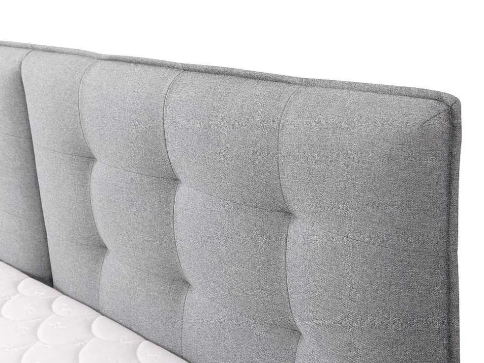 Set Boxspring Met Hoofdbord + Bedbodems Met Opbergruimte + Matras + Dekmatras - 180 X 200 Cm - Lichtgrijze Stof - Perama Van Palacio