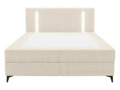 Set Boxspring Met Hoofdbord Met Ledverlichting + Bedbodem + Matras + Dekmatras - 180 X 200 Cm - Stof - Beige - Ono Van Ysmee