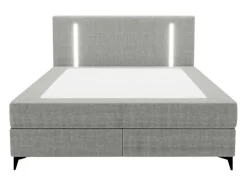 Set Complete Boxspring Met Hoofdbord Met Ledverlichting + Bedbodem + Matras + Dekmatras - 180 X 200 Cm - Stof - Grijs - Ono Van Ysmee