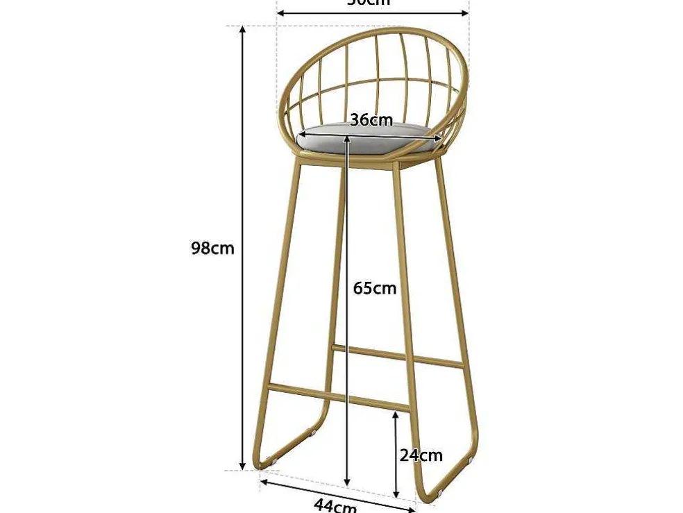 Set "Eat Standing": Bartafel En 4 Krukken - Metalen Structuur - Goud